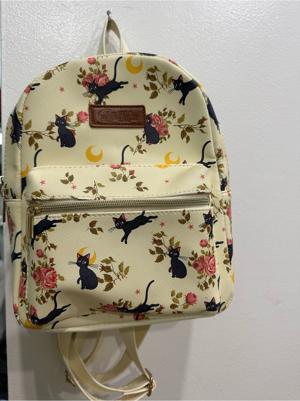 Loungefly Mini Backpack with Black Cat & Floral Print
